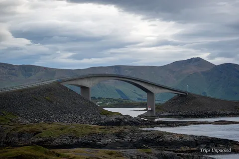 The arched Storseisundet bridge of the Atlantic Ocean Road