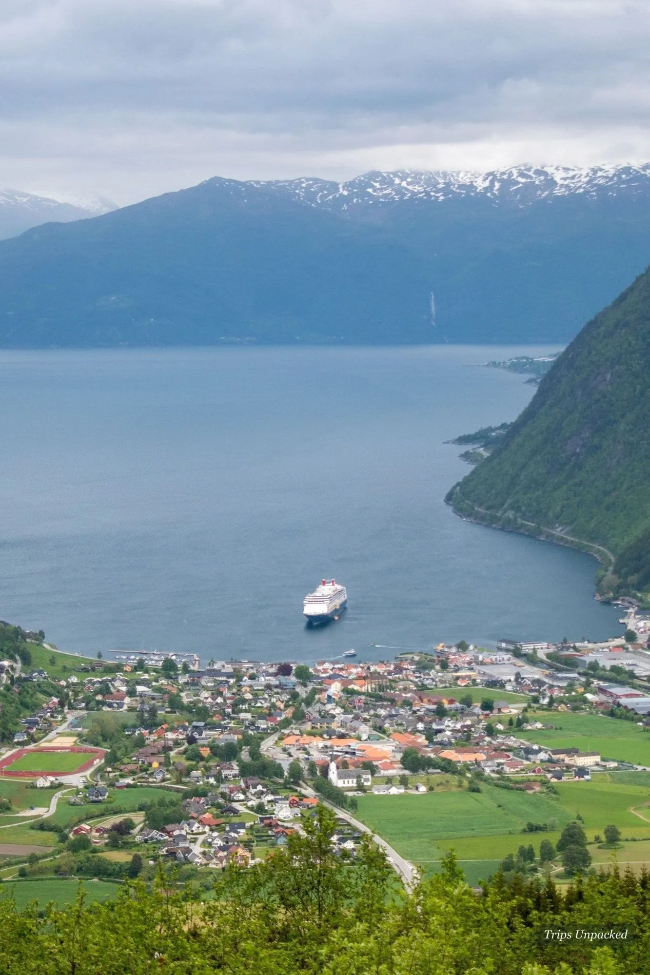 The drive to Stryn - a fjordside view from the road above the water.